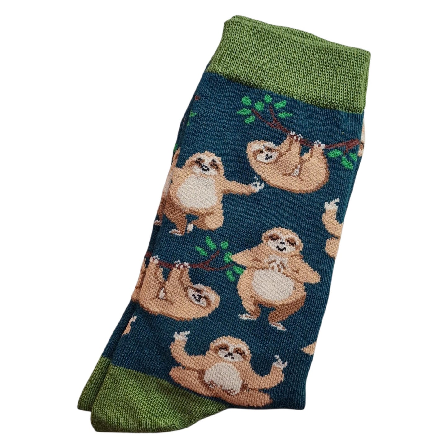 Namaste Zen Snuggle Of Sloths Yoga Rainforest Green Ladies Socks