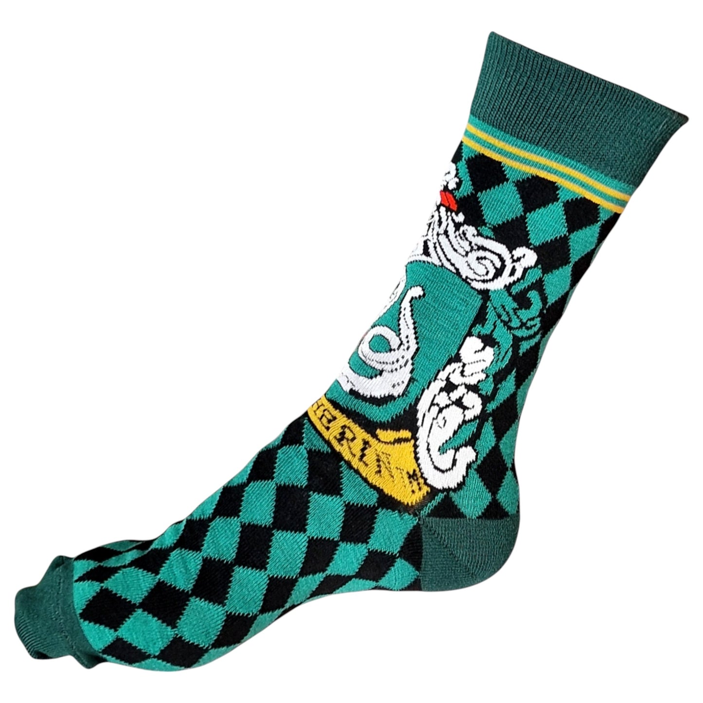 Harry Potter Slytherin Ambition Emerald Silver Serpent Crest Ladies Socks