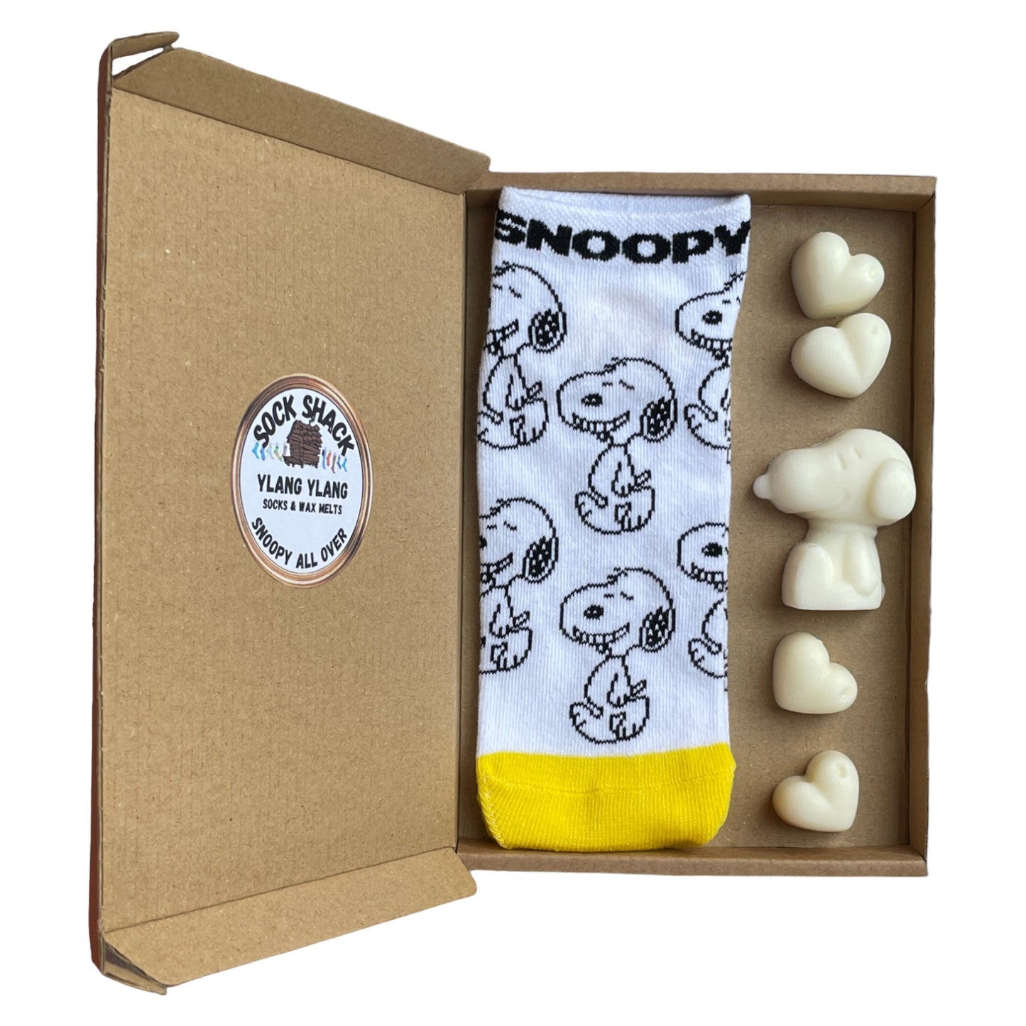 Snoopy All Over Shoe Liners Ladies Socks & Wax Melts Gift Set Choice Of Fragrance