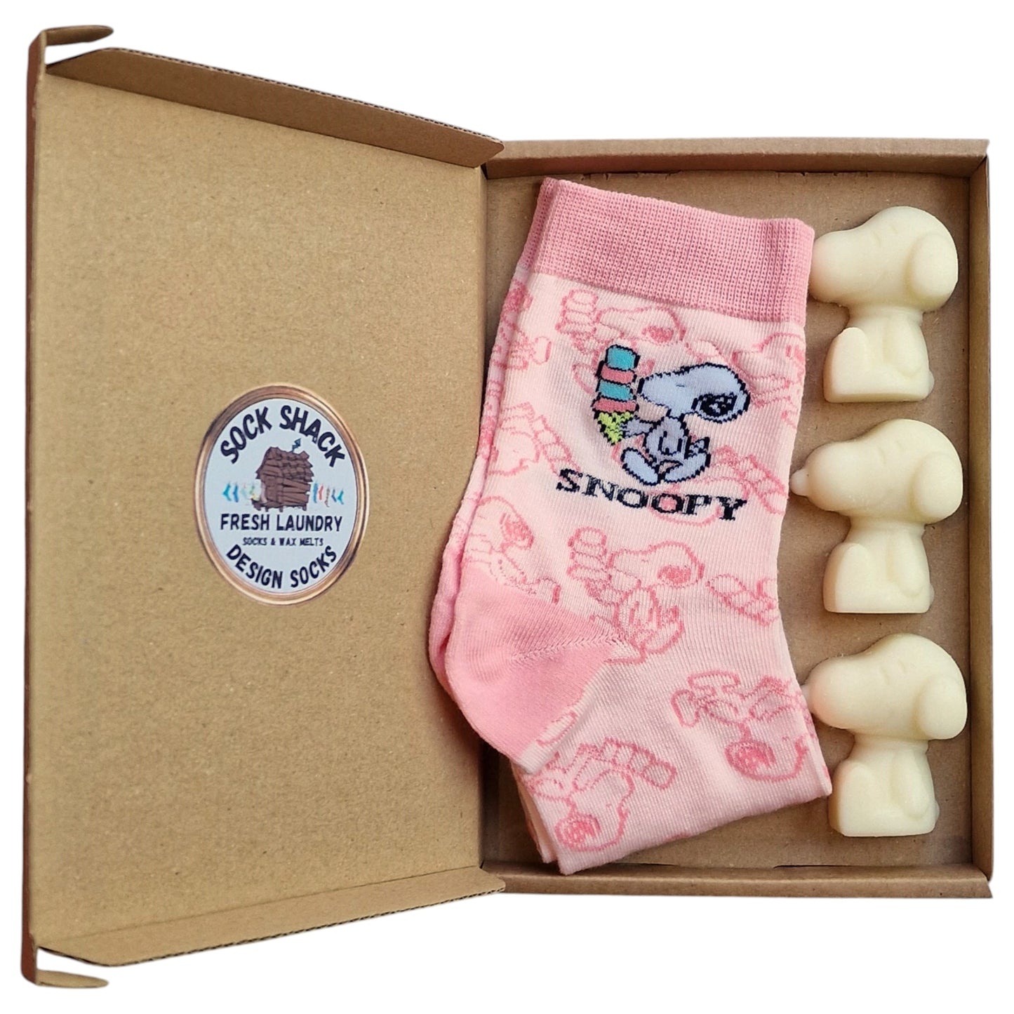 Snoopy's Scoop Pink Ice Cream Ladies Socks & Wax Melts Gift Set