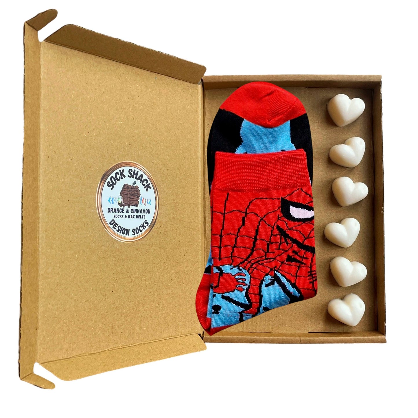 Spider Man Super Hero Red & Blue Ankle Mens Socks & Wax Melts Gift Set