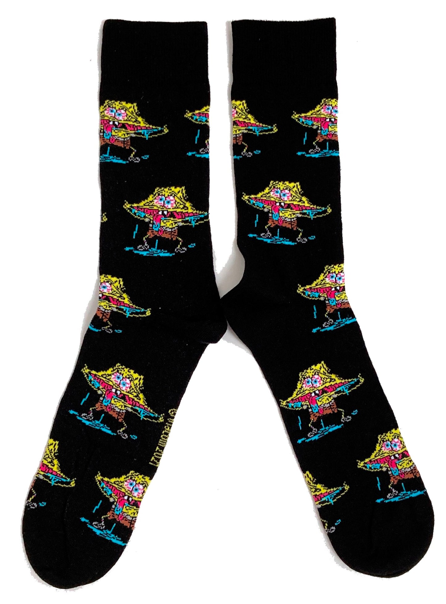 Schwarze Socken mit Spongebob Schwammkopf-Augen für Herren