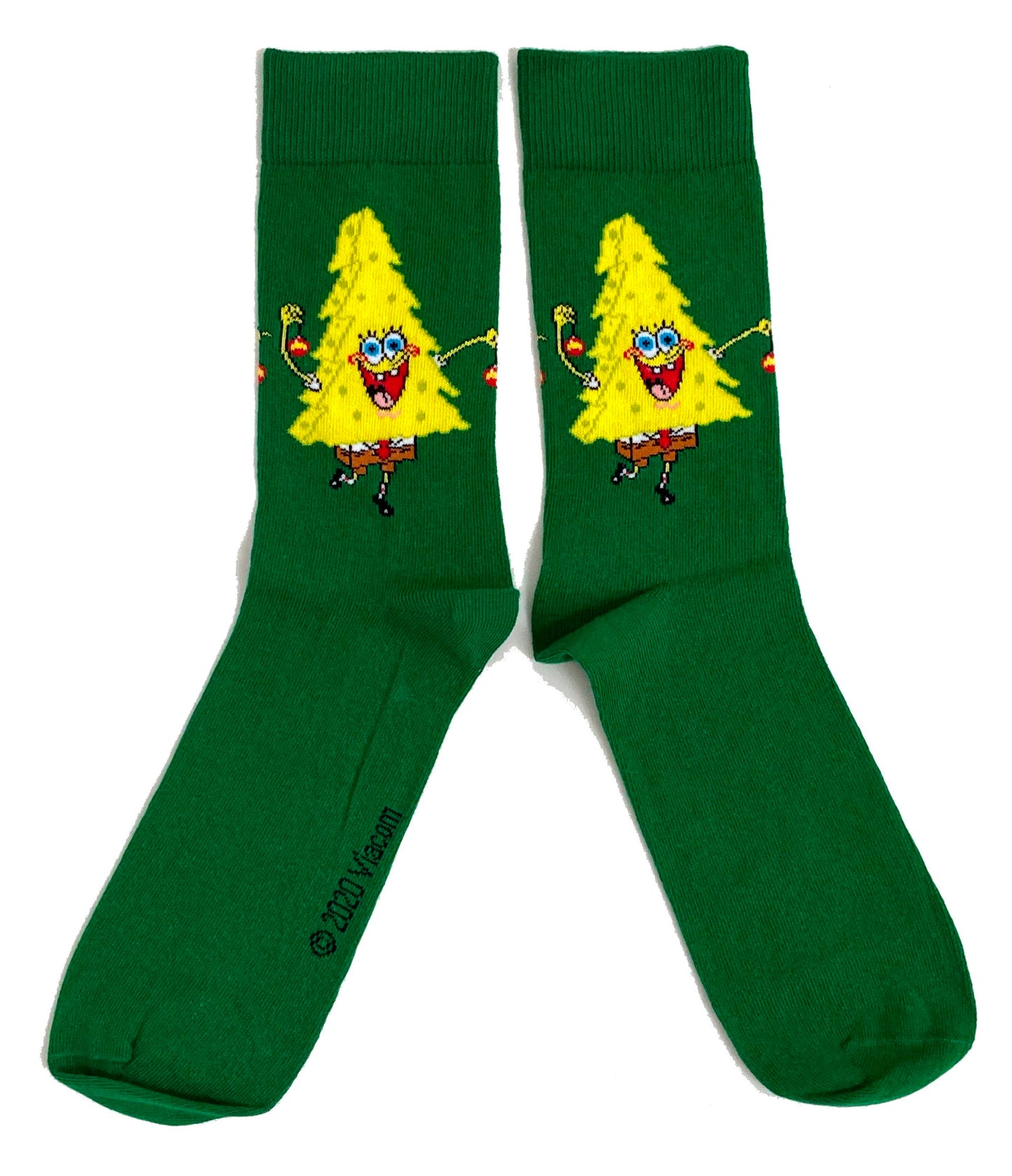 Grüne Socken mit Weihnachtsbaum aus SpongeBob Schwammkopf für Herren
