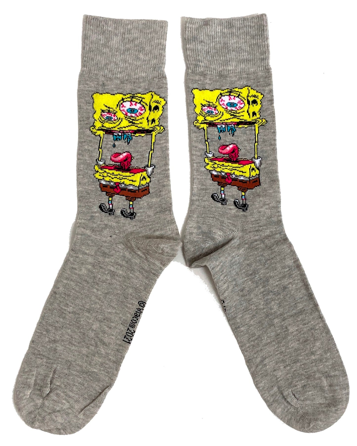 Graue Socken mit Spongebob Schwammkopf-Augen für Herren