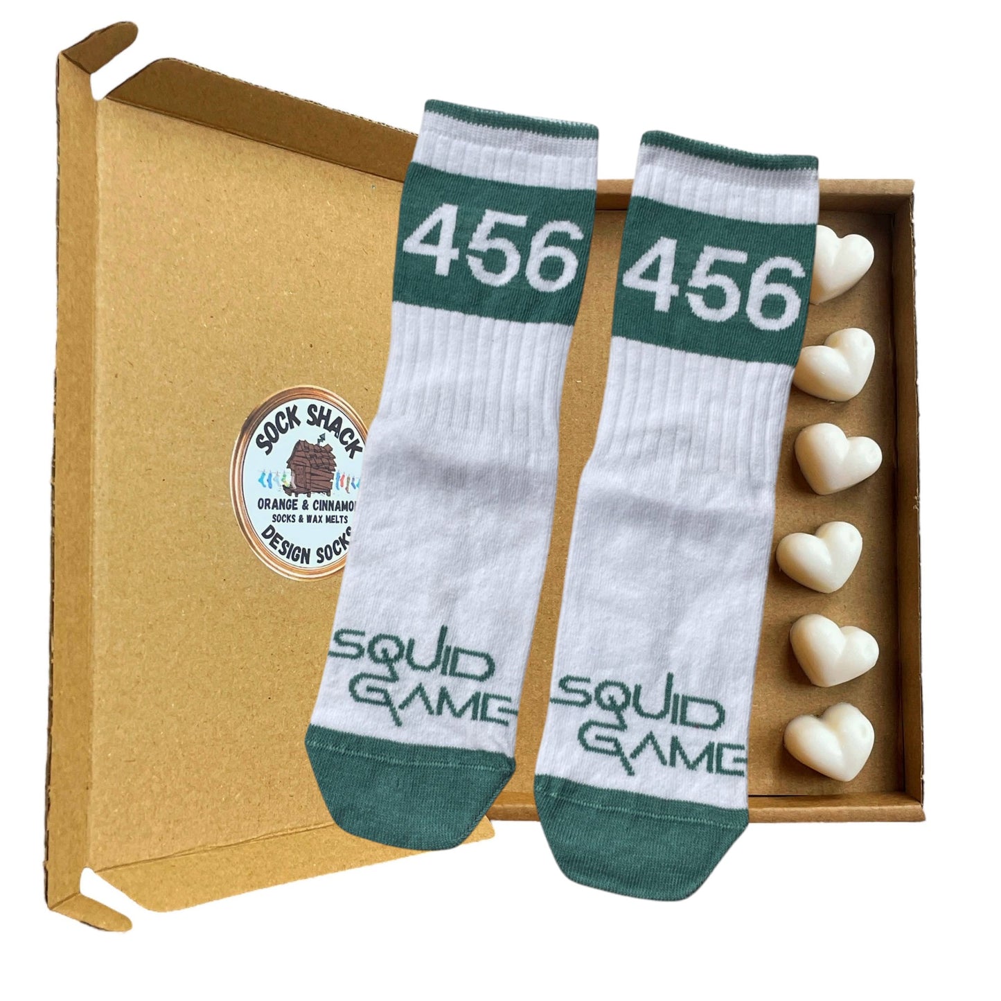 Squid Games 456 Ribbed White Ladies Socks & Wax Melts Gift Set Choice Of Fragrance