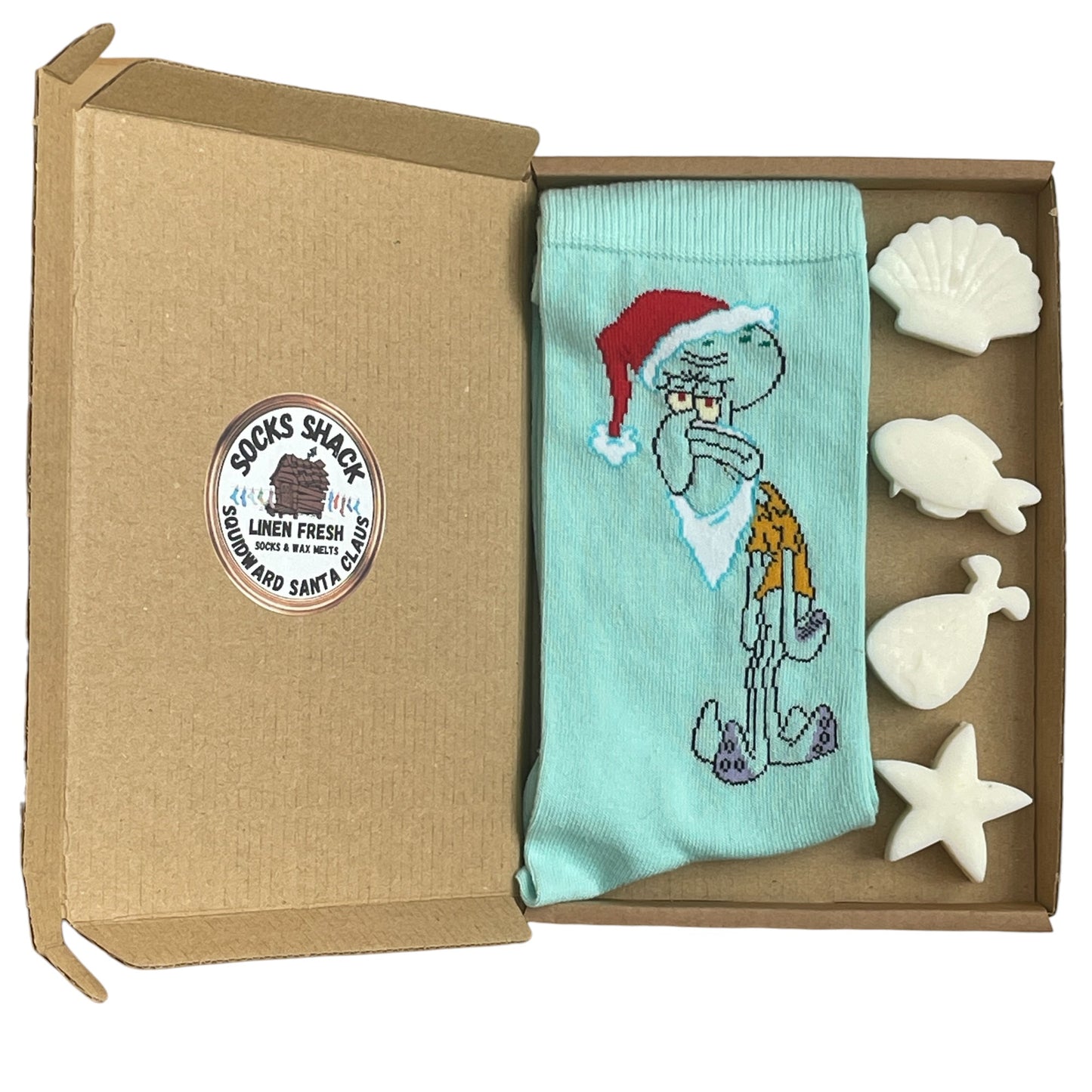 Squidward Santa Claus Mens Socks & Wax Melts Gift Set Choice Of Fragrance