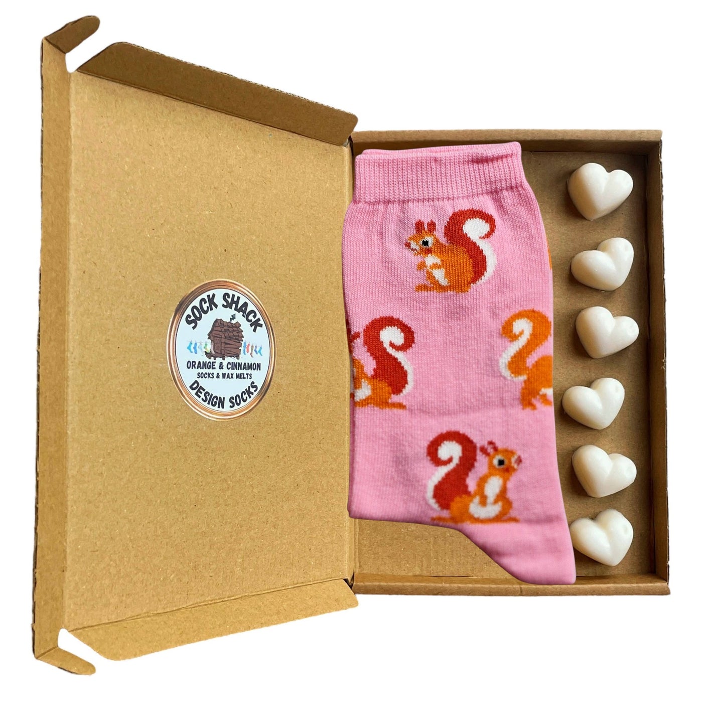 Scampering Scurry Of Red Squirrels Pink Ladies Socks & Wax Melts Gift Set
