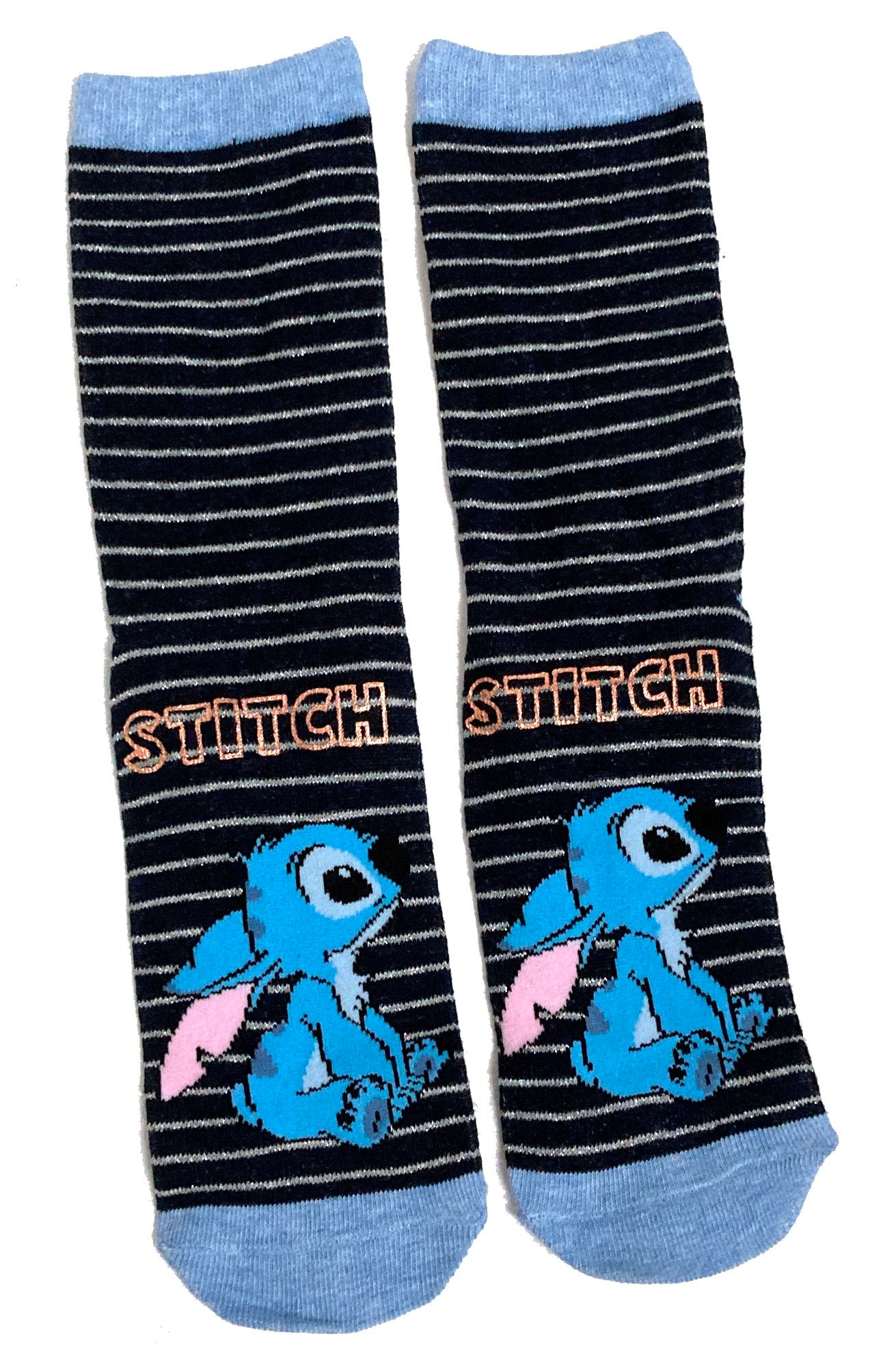 Blau gestreifte Socken „Disney Stitch“ für Damen