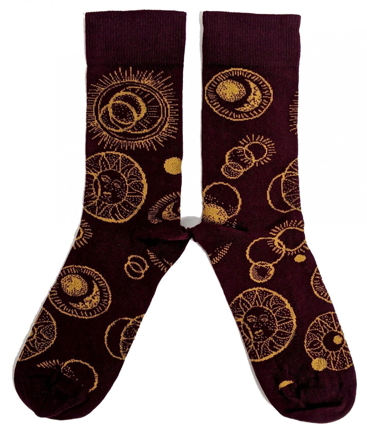 Herren Konstellation Sonne Mond Planeten Dunkelrot Socken