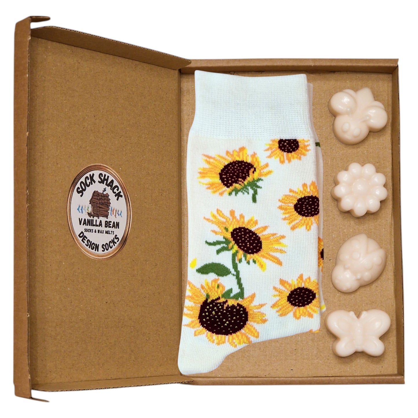 Dreamy Field Of Radiant Sunflowers Ladies Socks & Wax Melts Gift Set