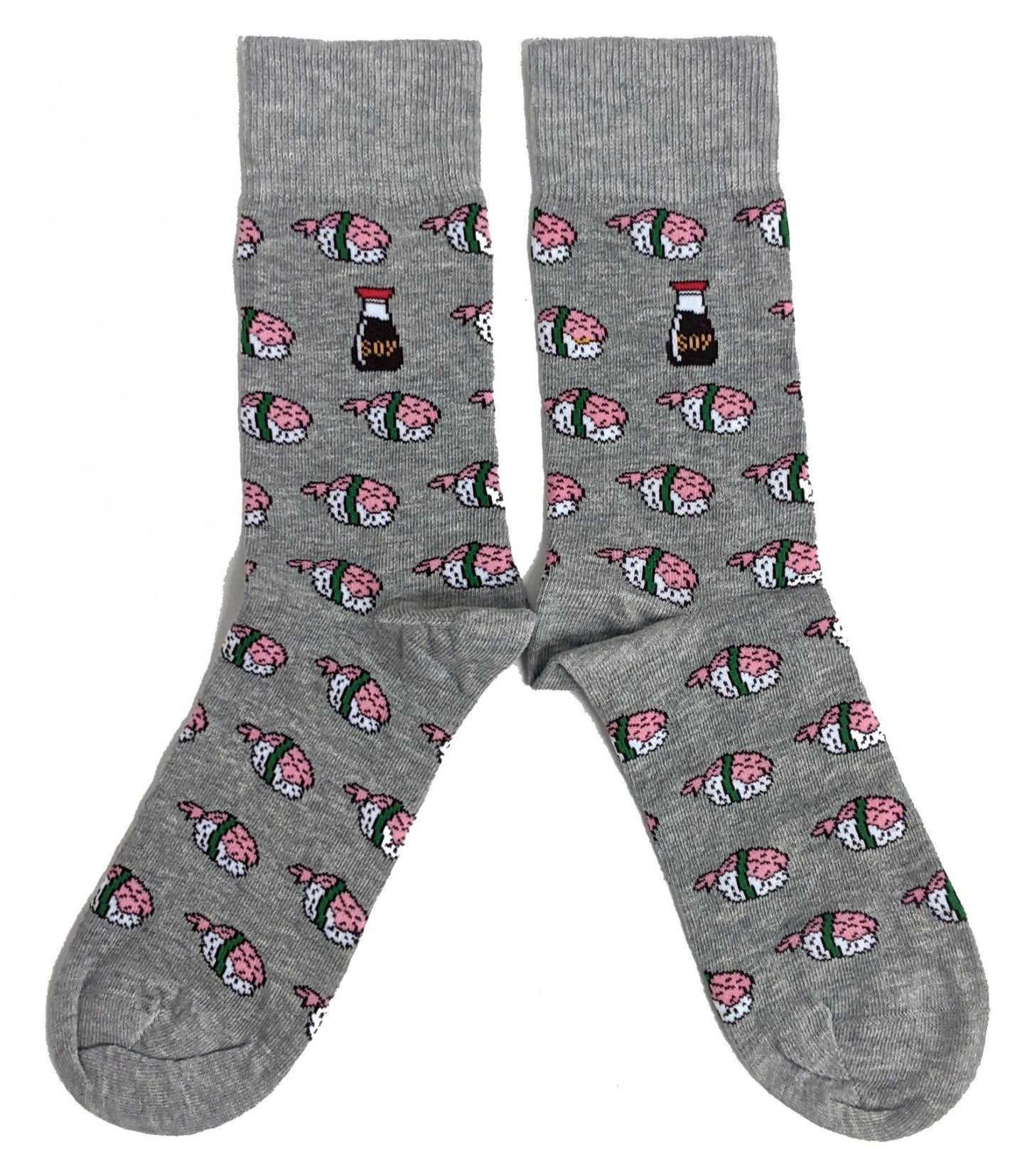 Graue Socken mit Nigiri-Sushi und Sojasauce für Herren