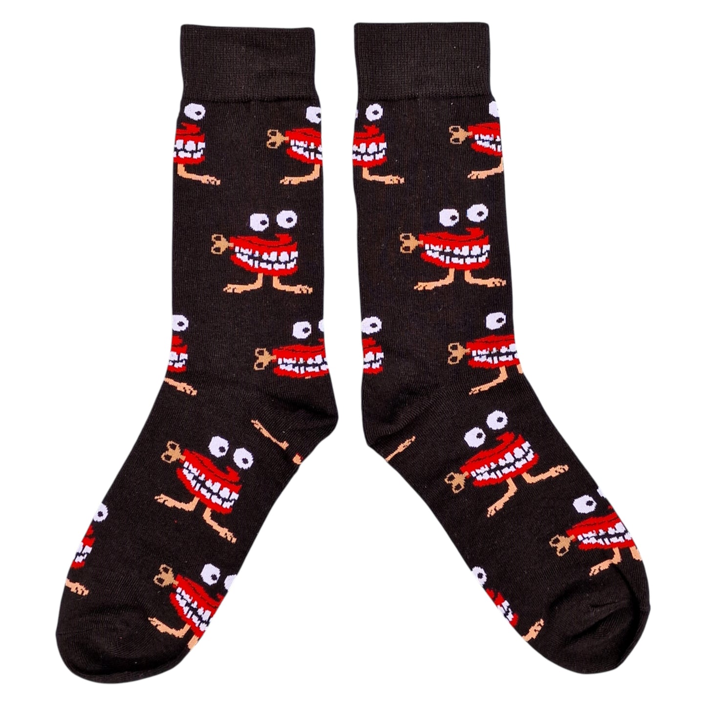 Chattering False Teeth Clockwork Dental Dentist Mens Black Sock Shack Socks