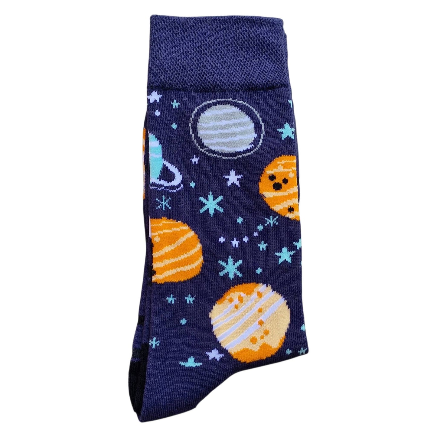 Astronomer Telescope Night Sky Saturn Jupiter Galaxy Mens Blue Socks