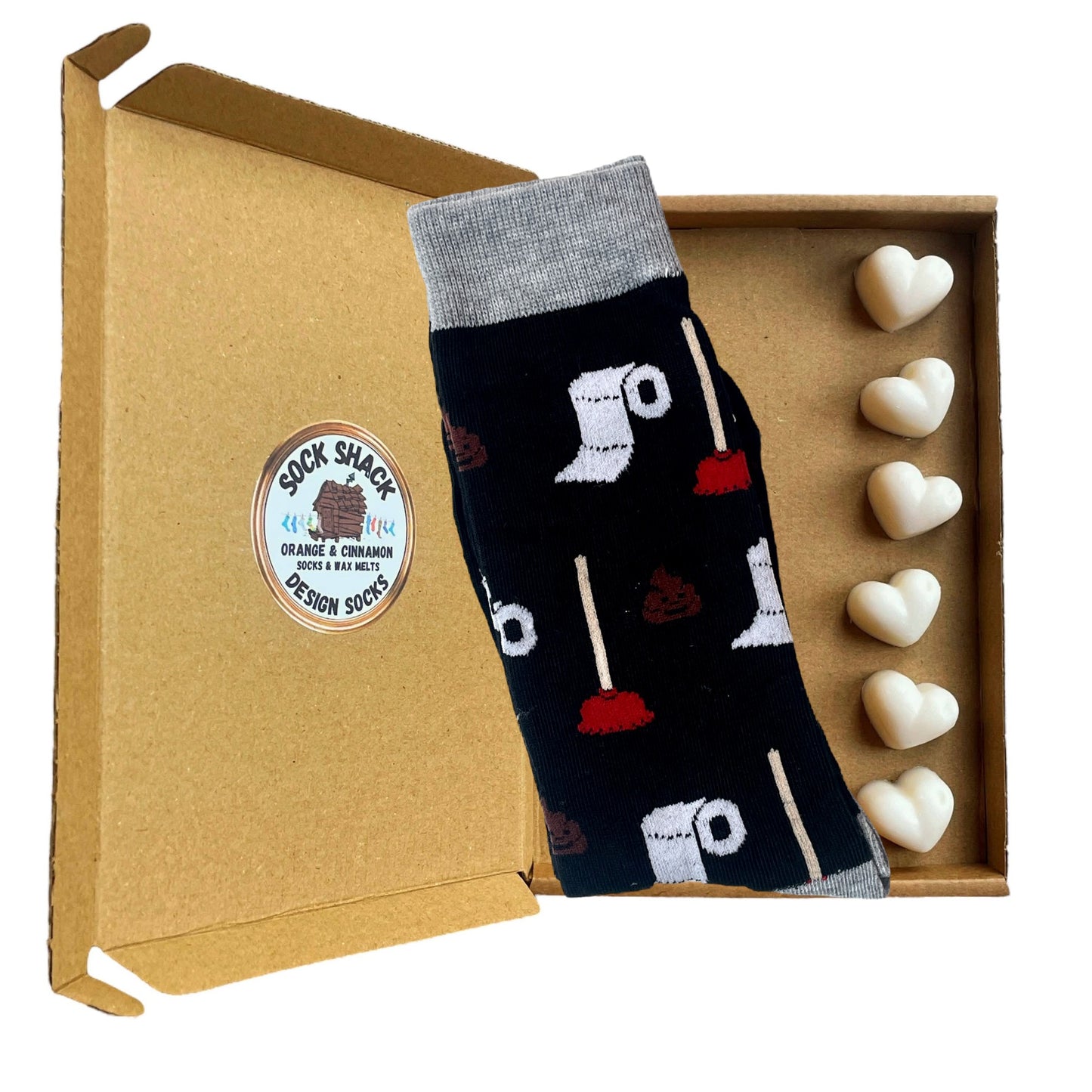 Emoji Poop Toilet Roll Plunger Poo Mens Socks & Wax Melts Gift Set Choice Of Fragrance