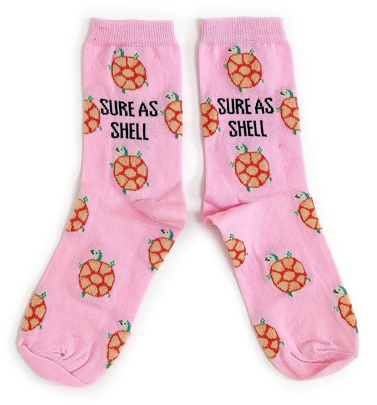 Damen Socken mit Glitzersteinen, rosa Schildkröte