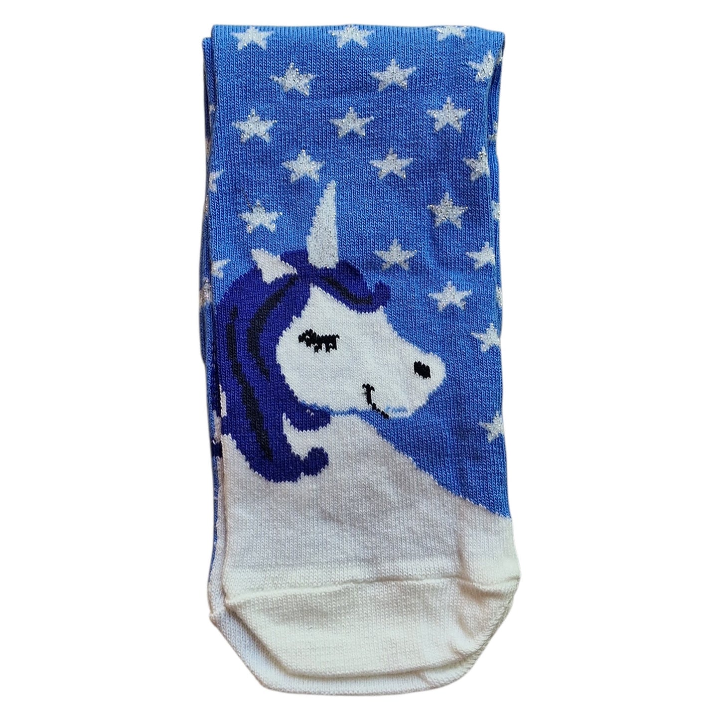 Mystical Magical Unicorn With Sparkle Stars Blue Ladies Socks