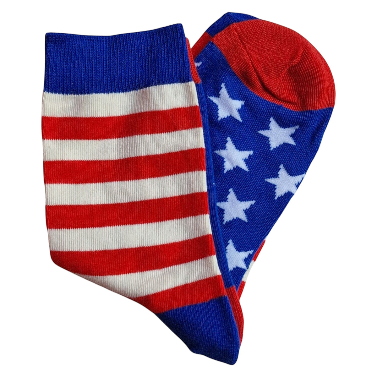 Mismatched USA American Flag Stars and Stripes Patriotic Ladies Socks