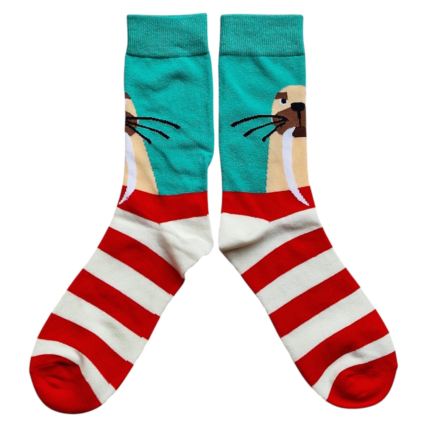 Walrus Red & White Lighthouse Striped Mens Socks