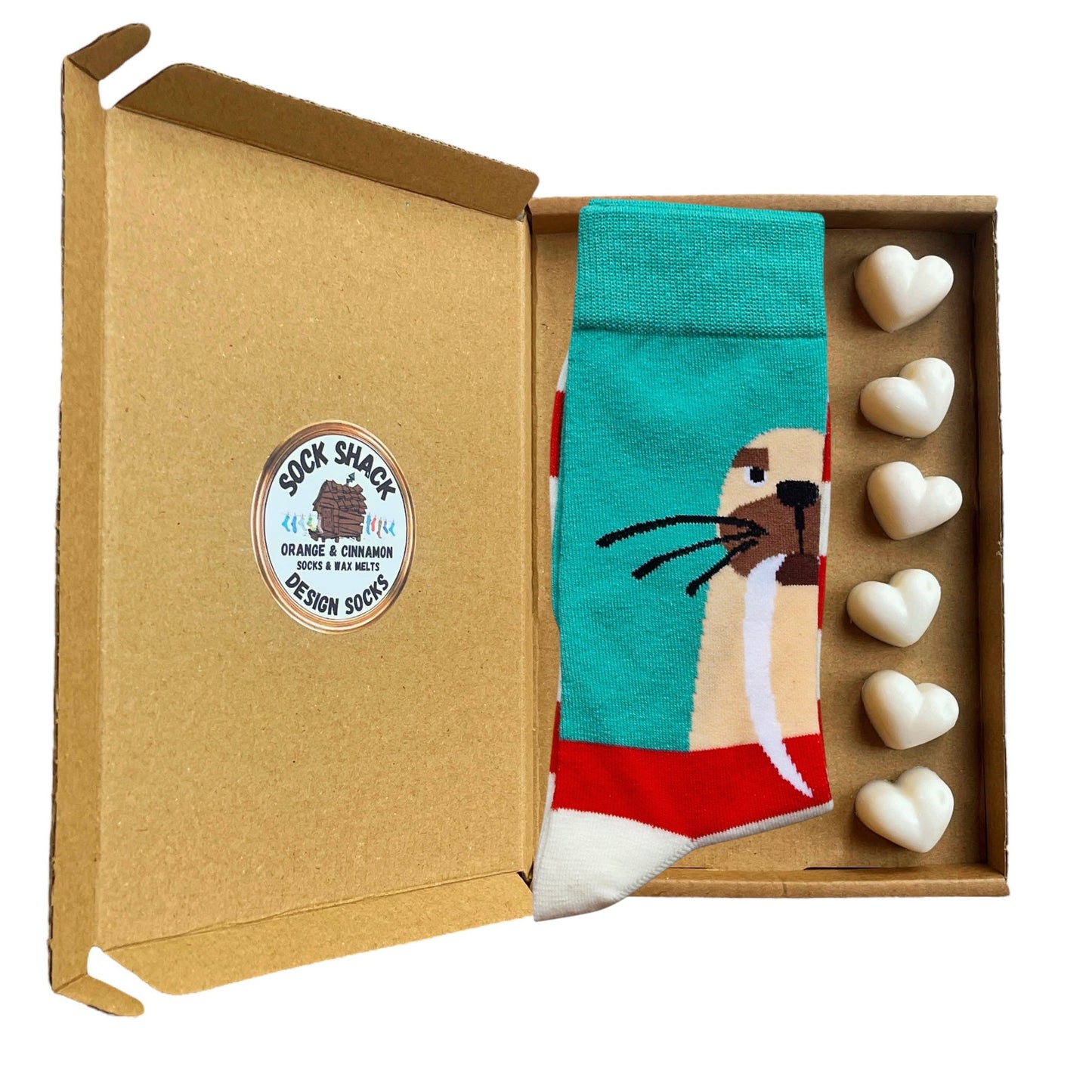 Walrus Red & White Lighthouse Striped Mens Socks & Wax Melts Gift Set