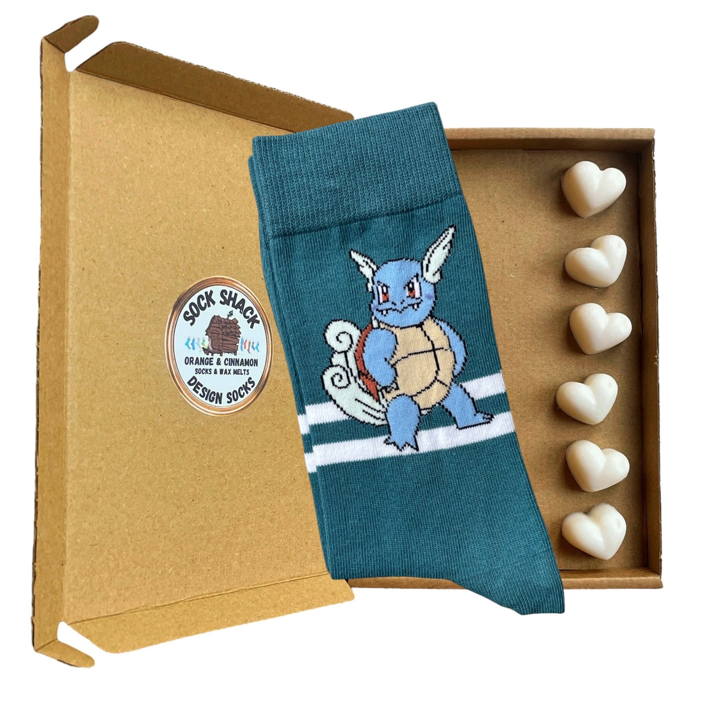 Geschenkset mit Pokémon-Wartortie-Socken und Wachsschmelzen für Herren, Duftauswahl