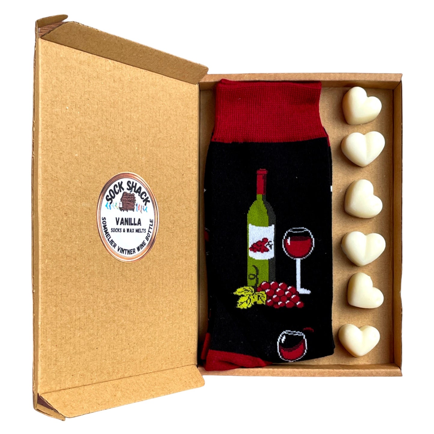 Sommelier Vintner Weinflasche & Glas Socken & Wachsschmelzen Geschenkset für Herren mit Duftauswahl