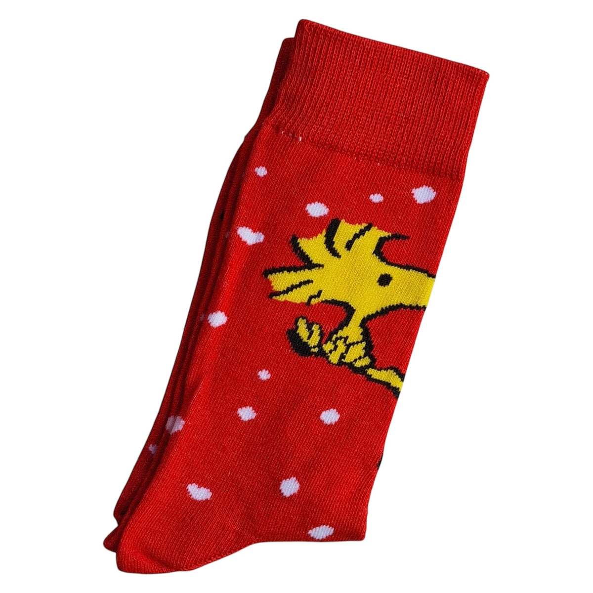 Woodstock In The Snow At Christmas Mens Peanuts Bright Red Socks
