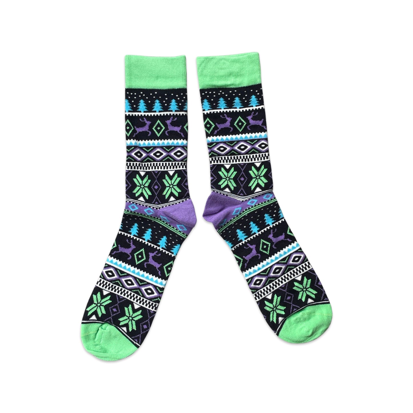 Traditionelle Weihnachtssocken mit Fairisle-Muster und Rentiermotiv für Herren