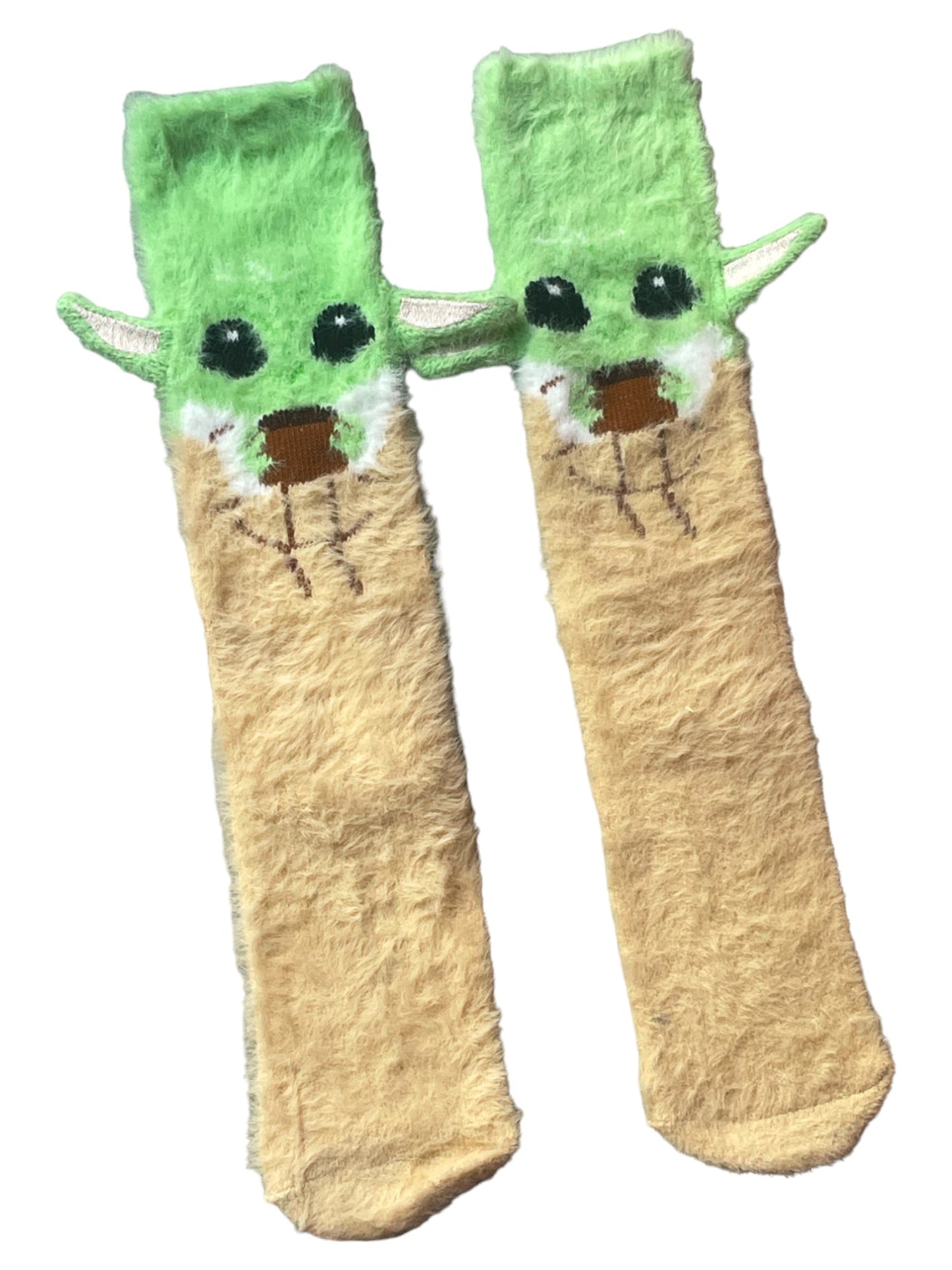 Cosy Fluffy Cute Grogu Ears Slouch Ladies Socks