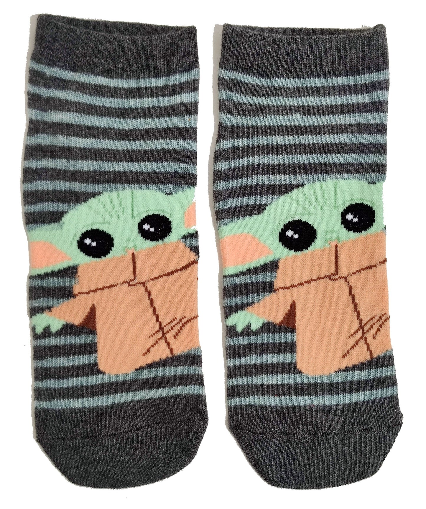 Baby Yoda Trainer Shoe Liner Grey Stripe Ladies Socks
