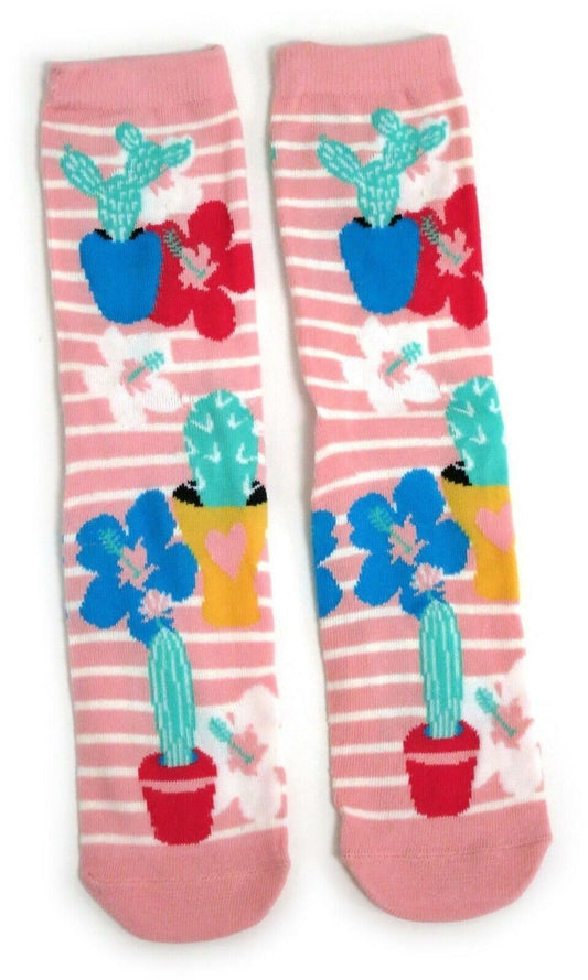 Tropical Flora Hibiscus And Cacti Cactus Ladies Socks