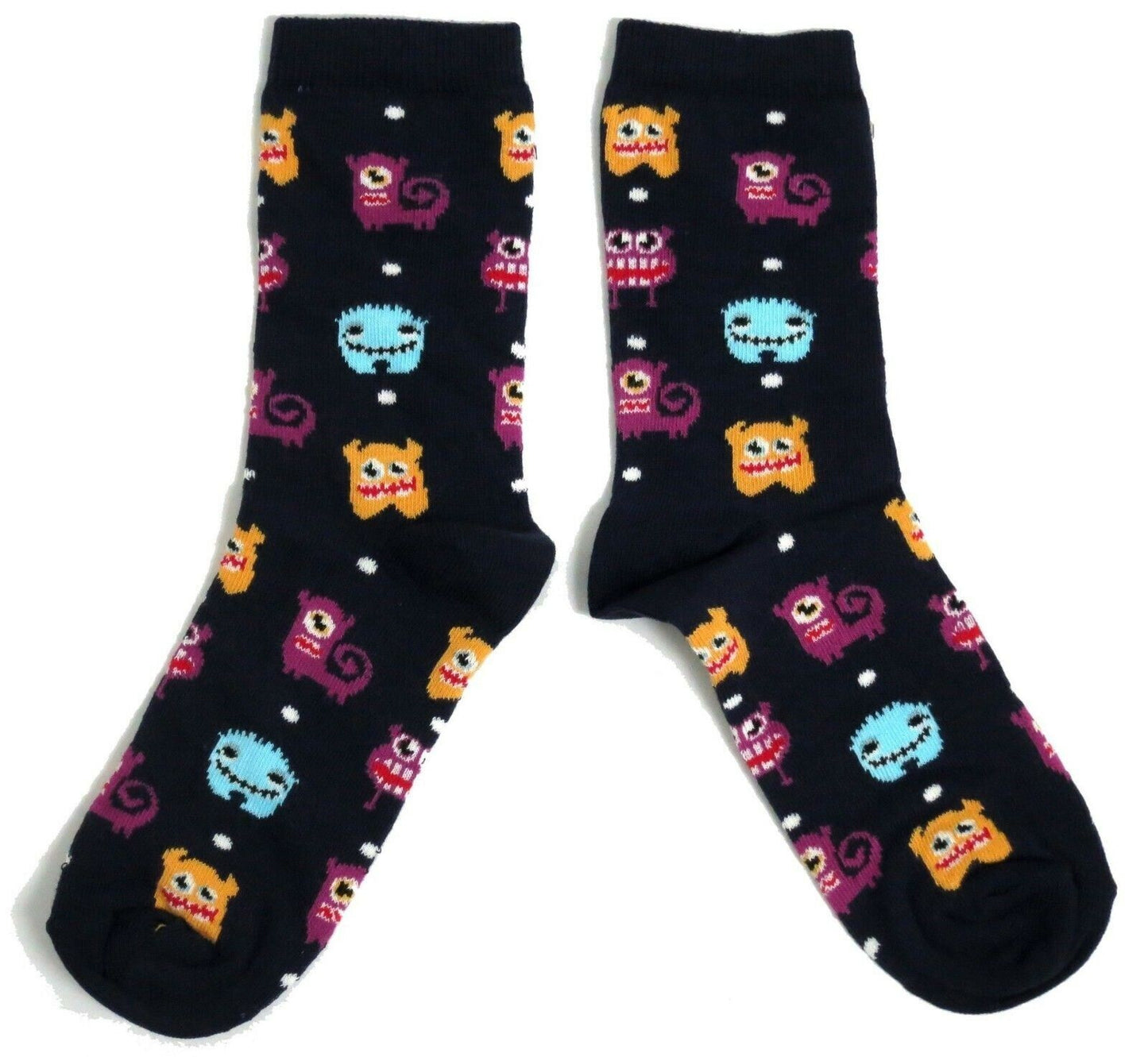 Navy Blue Multiple Cute Horror Monsters Ladies Socks