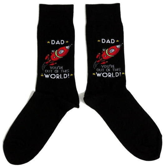 Dad You're Out Of This World Rocket Mens Socks