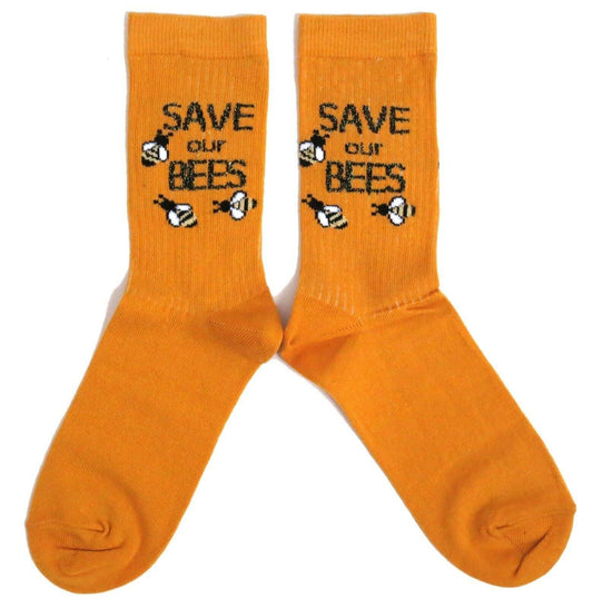Gerippte Socken „Save Our Bees“ in Honiggelb für Damen