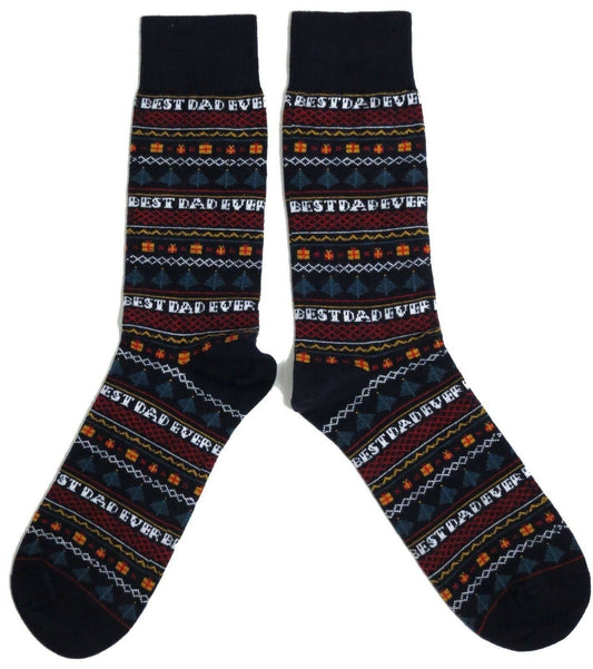 Cotton Rich Best Dad Ever Fairisle Christmas Mens Socks