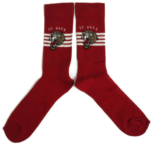 Deep Red Cosy So Dope Tiger Mens Socks