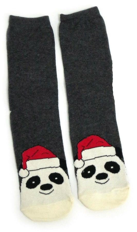 Festive Panda & Party Hat Christmas Ladies Socks