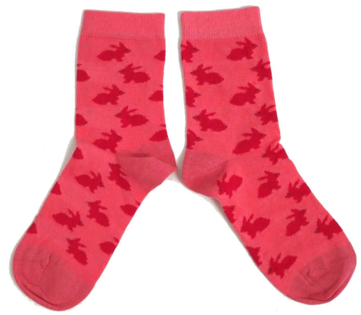 Coral Pink Warren Rabbit Silhouette Ladies Socks