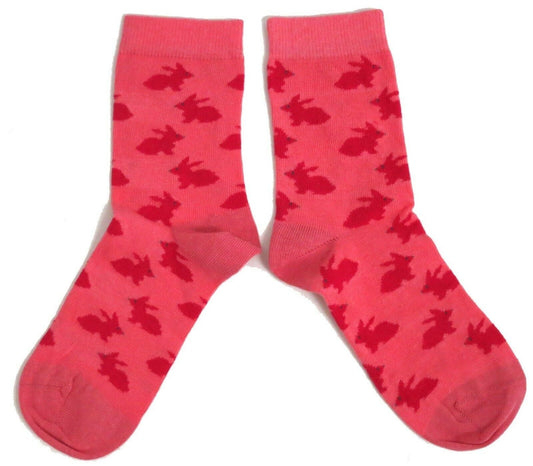 Coral Pink Warren Rabbit Silhouette Ladies Socks