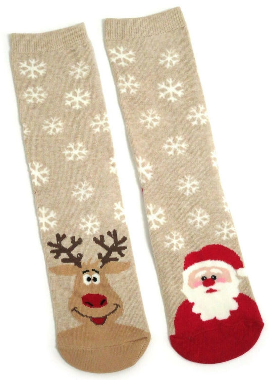 Santa Claus & Rudolf Reindeer Christmas Ladies Socks