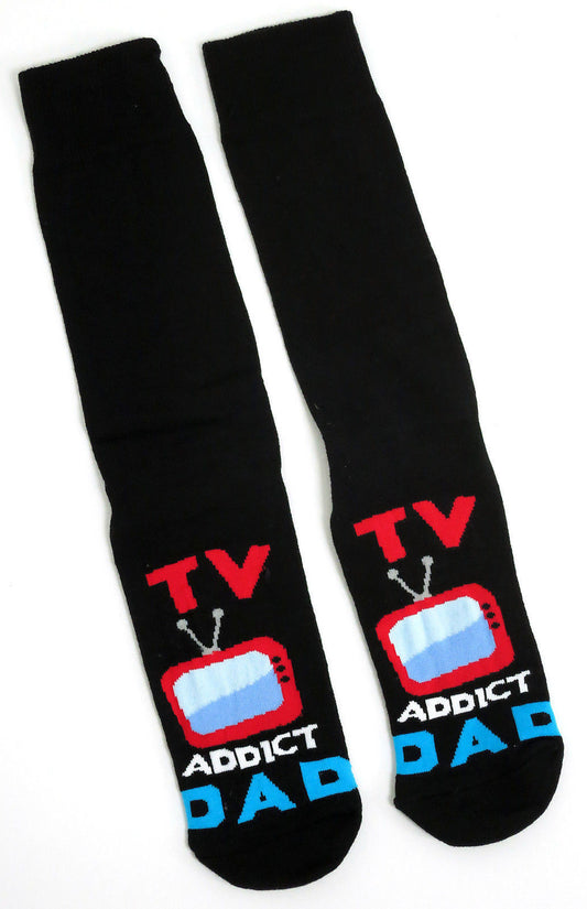TV Addict Dad Father Couch Potato Mens Socks