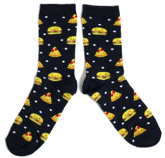 Pizza Burger Fast Food Midnight Blue Ladies Socks