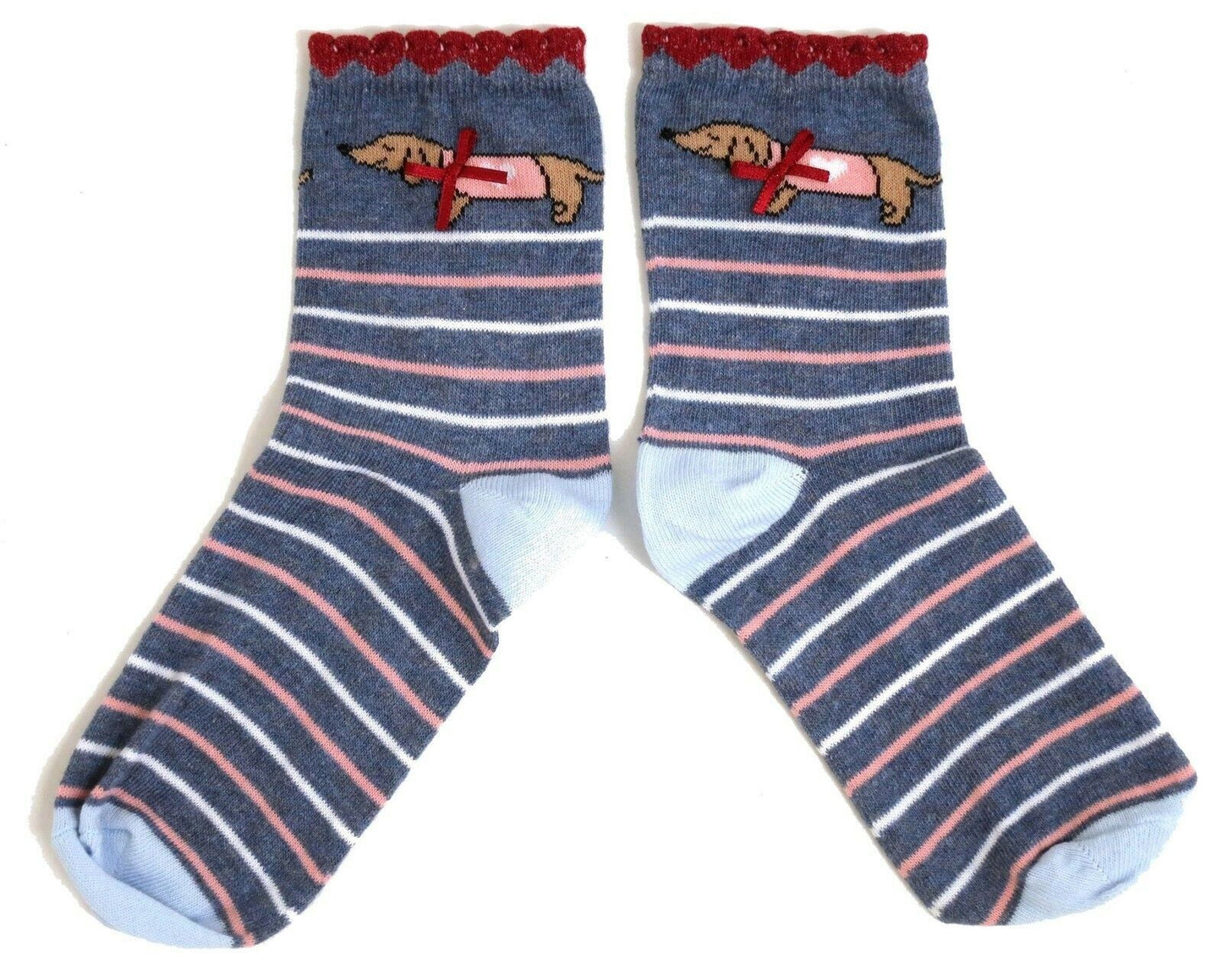 Pretty Dachshund With Pink Jumper And Bow Ladies Socks