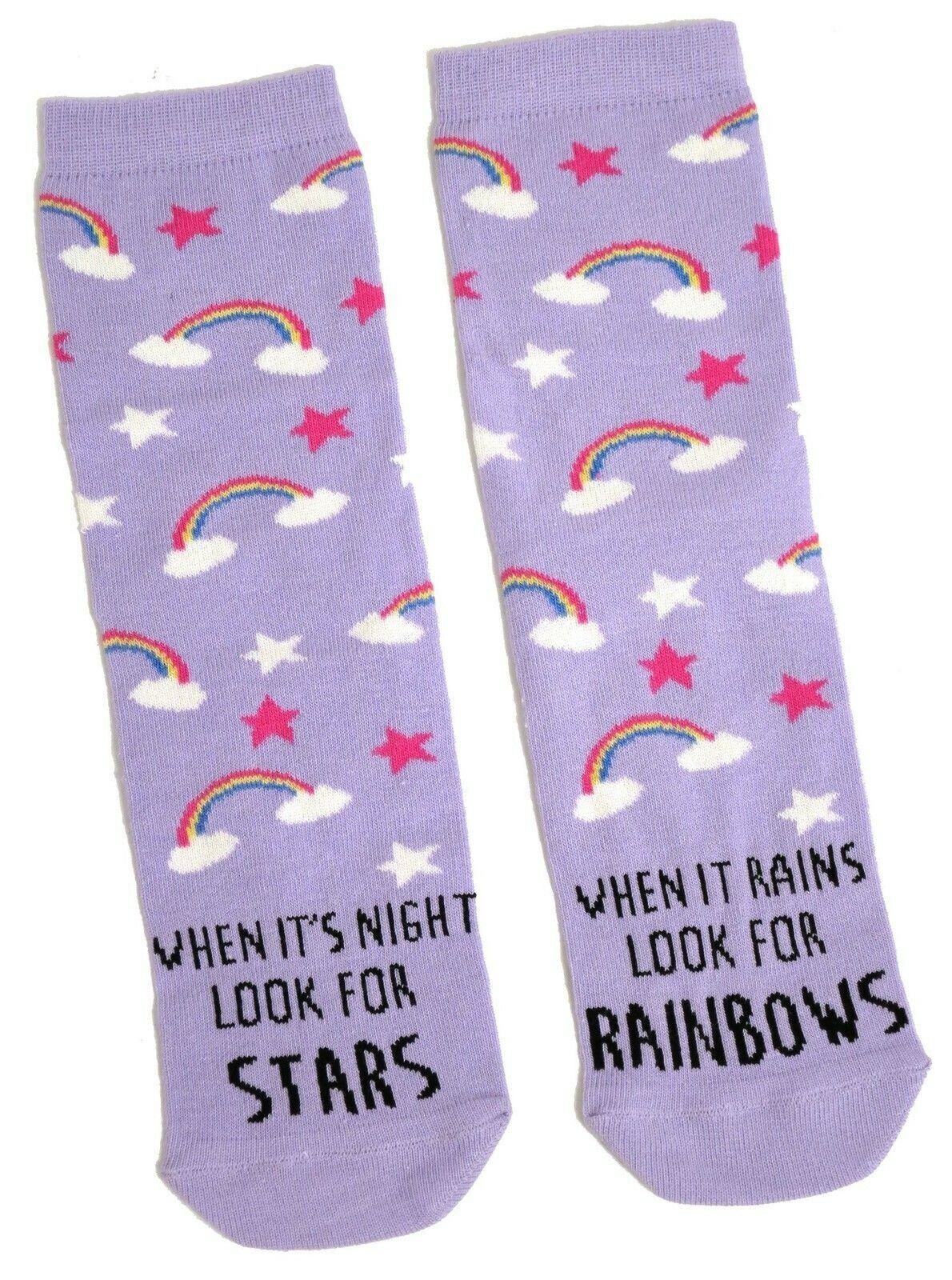 Lilac Rainbows & Stars Ladies Socks