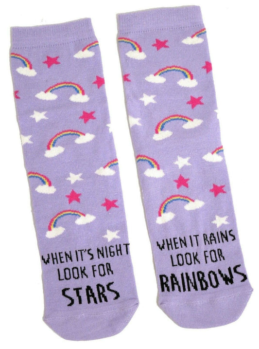 Lilac Rainbows & Stars Ladies Socks
