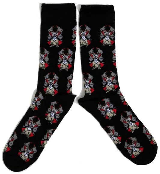 Scary Vampire Pug Bat Mens Socks Count Pugula Dog