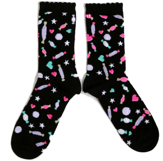 Oh So Sweet! Candy Sparkle Heaven Black Ladies Socks