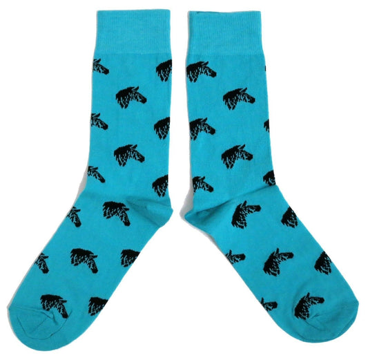 Turquoise Multiple Zebra Heads Mens Socks