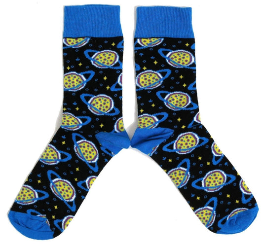Pizza Saturn Fast Food Planets Astro Mens Socks