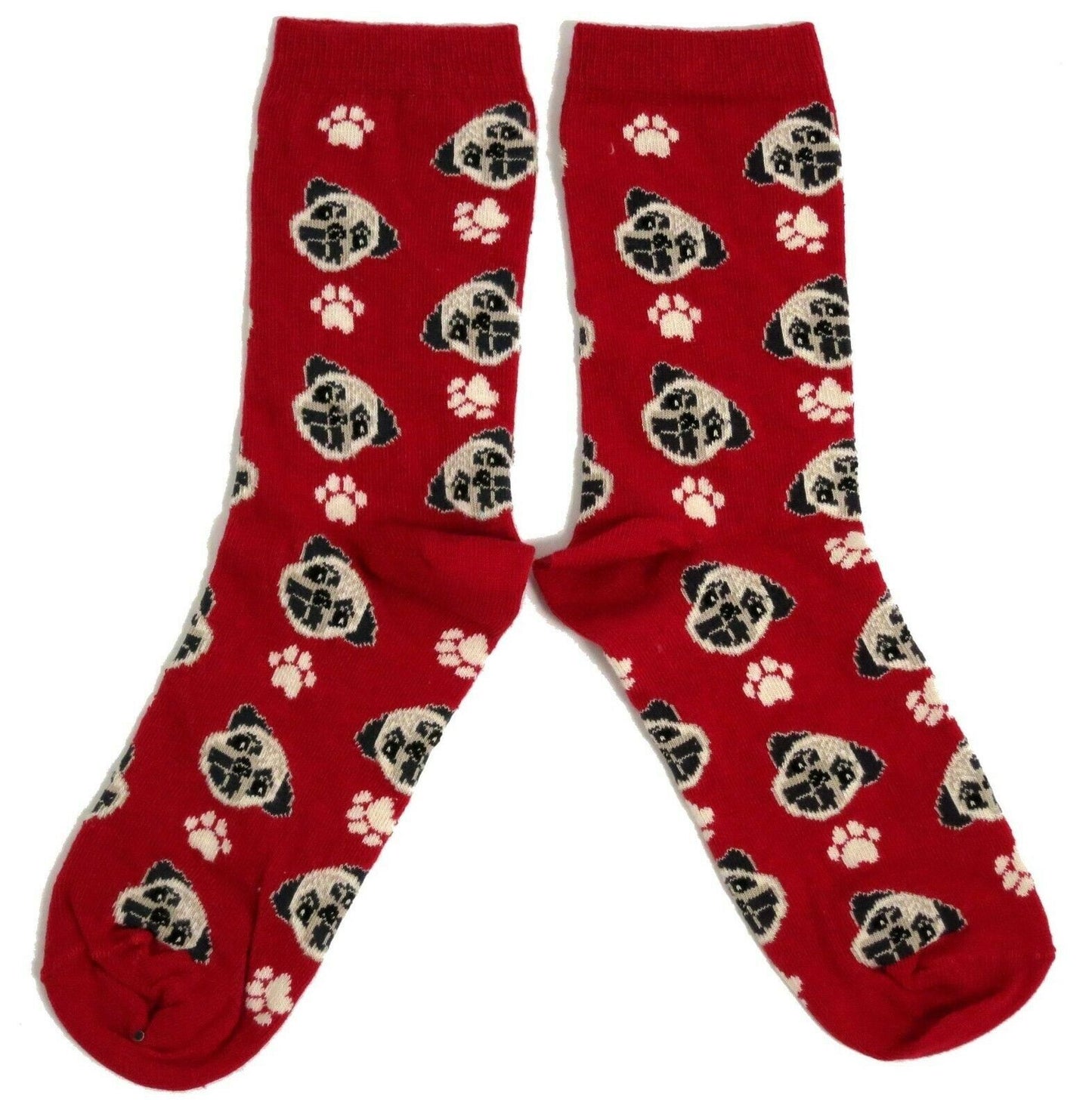 Rich Red Multiple Pug Face Dog Ladies Socks