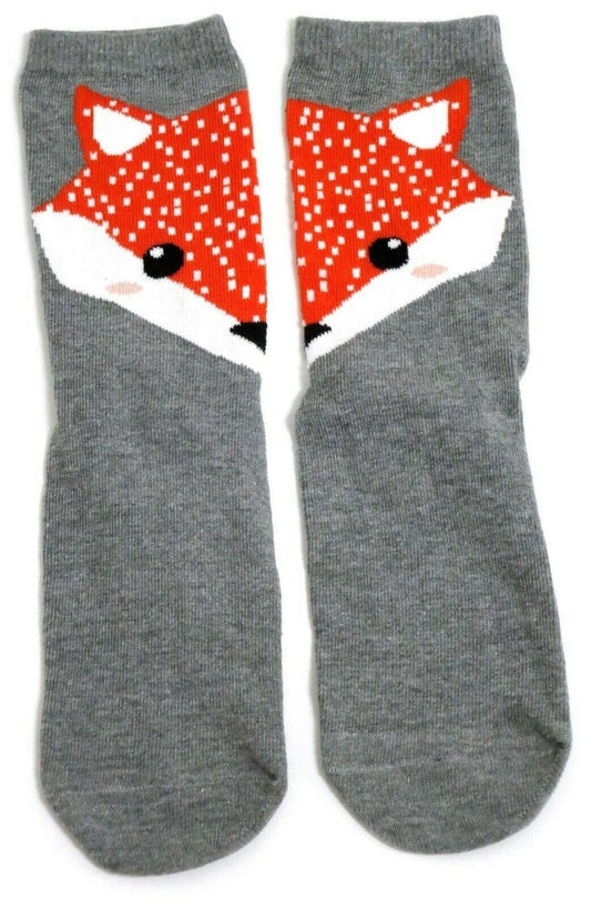 Red Fox Vulpes Vulpes Half Face Each Foot Ladies Socks